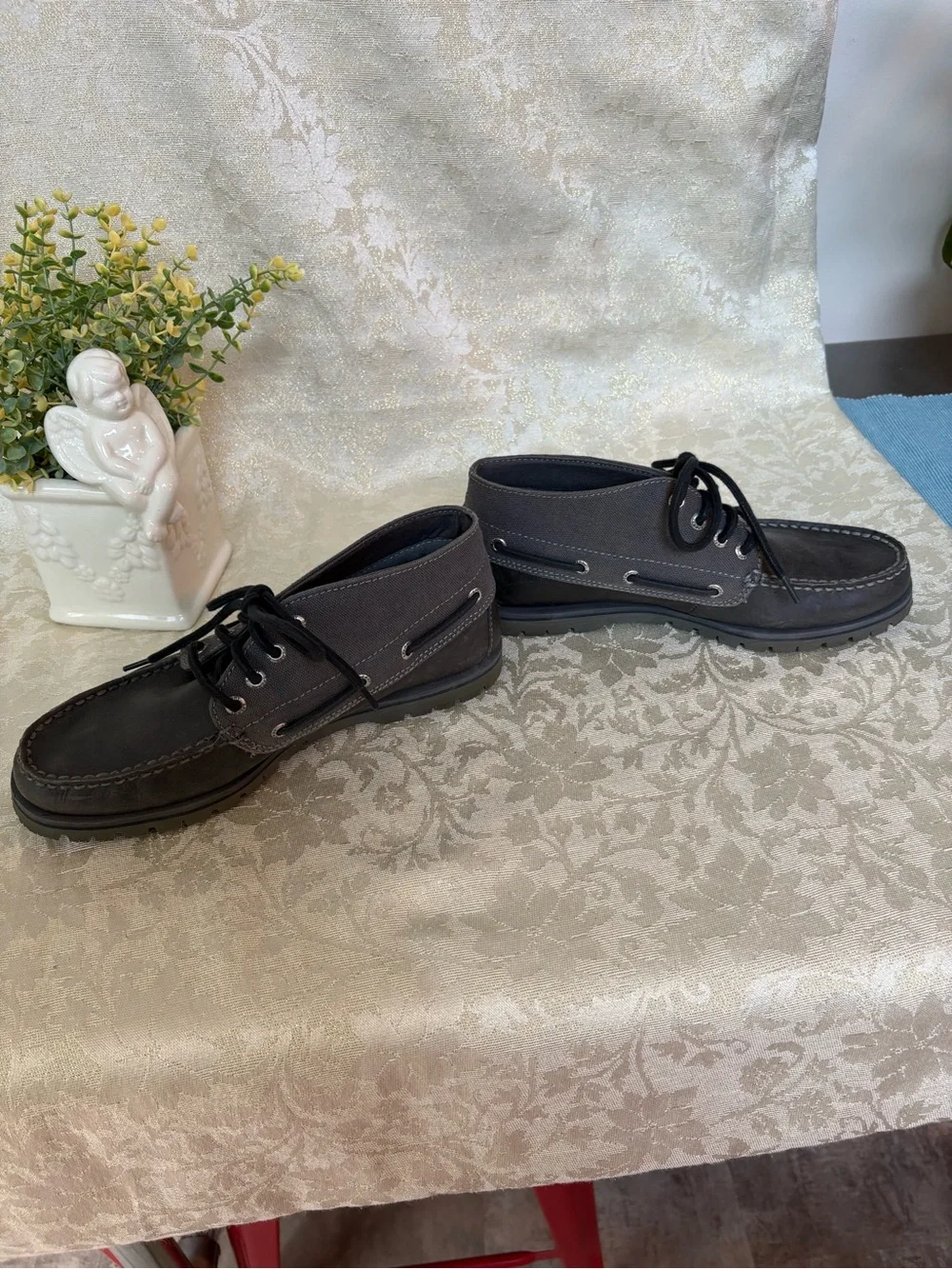 Sperry Leather & Canvass Topsider Shoes - Lace-Up Comfort in Gray